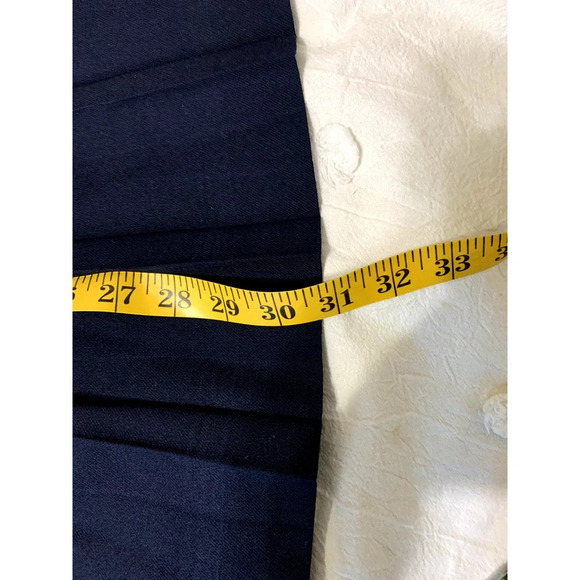 Talbots Wrap Skirt Size 6 100% Wool Navy Pleated Fringe Preppy Academia - Picture 4 of 9